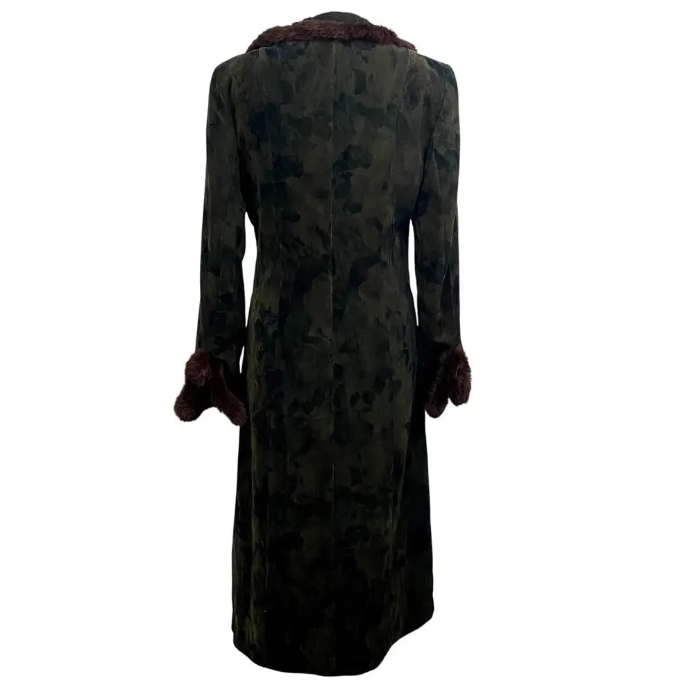 Vintage Madeline Velvet and Genuine Fur Trim Floor Length Coat Grunge Goth - Picture 4 of 16